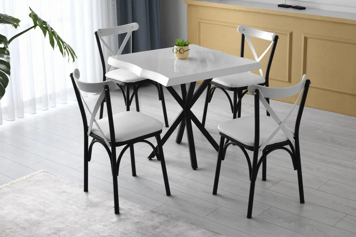 HANAH HOME Trpezarijski sto Safir 1461, crna/bela