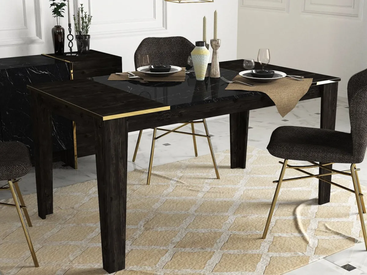 HANAH HOME Trpezarijski sto Veyron, crna