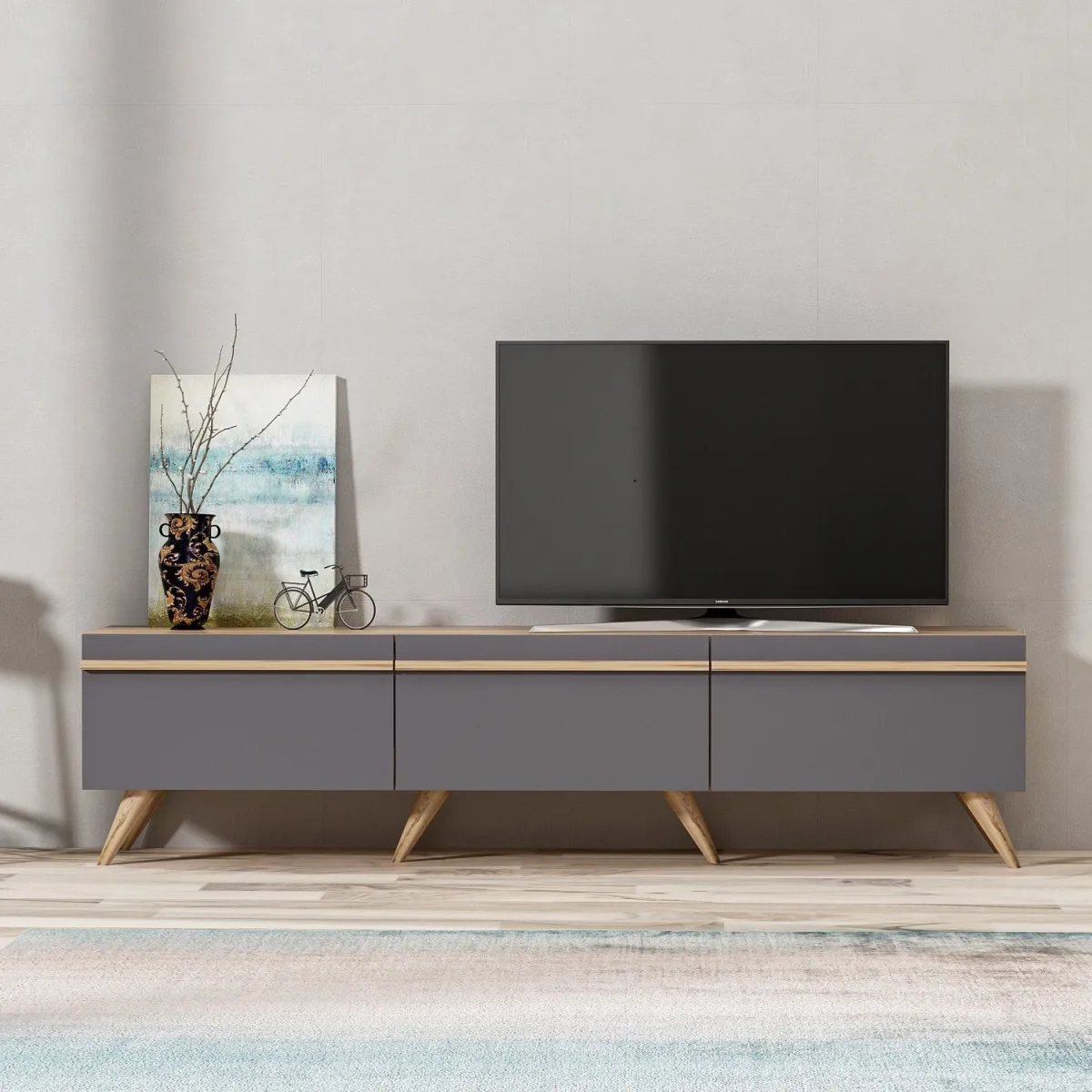 HANAH HOME TV komoda Amsterdam, siva/krem