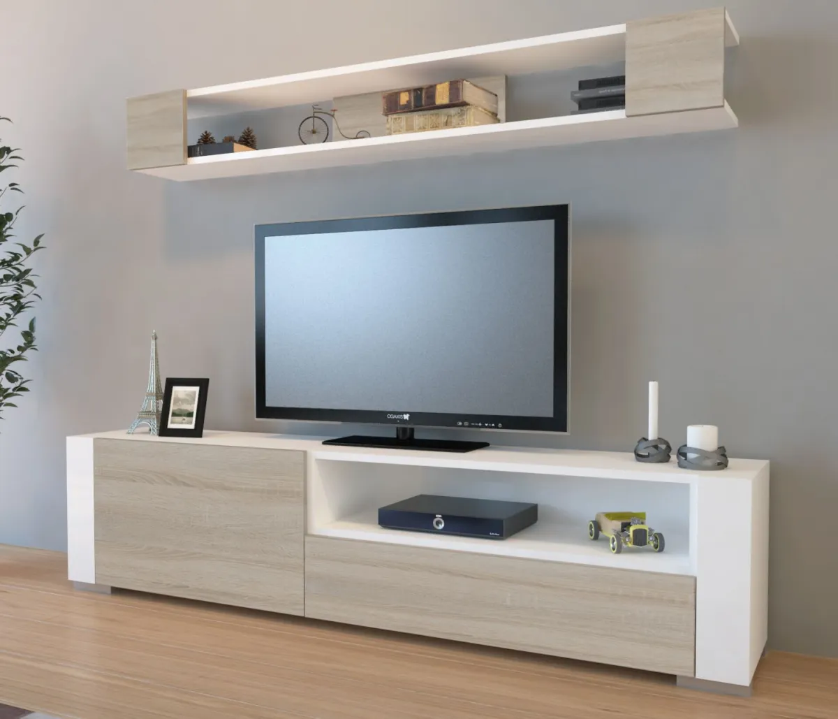 HANAH HOME TV komoda Arya, bela/krem