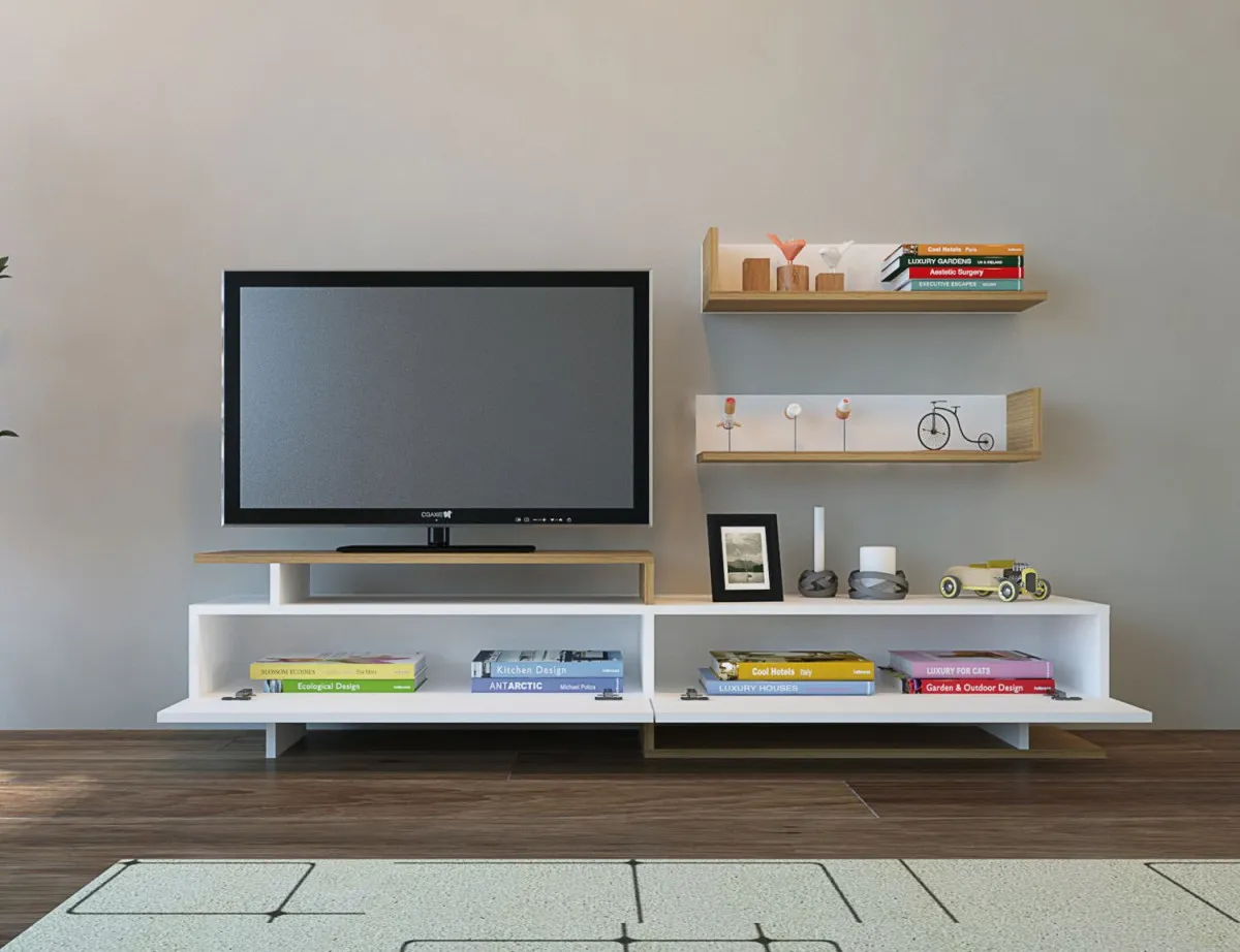 HANAH HOME TV komoda Ayaz, bela/braon