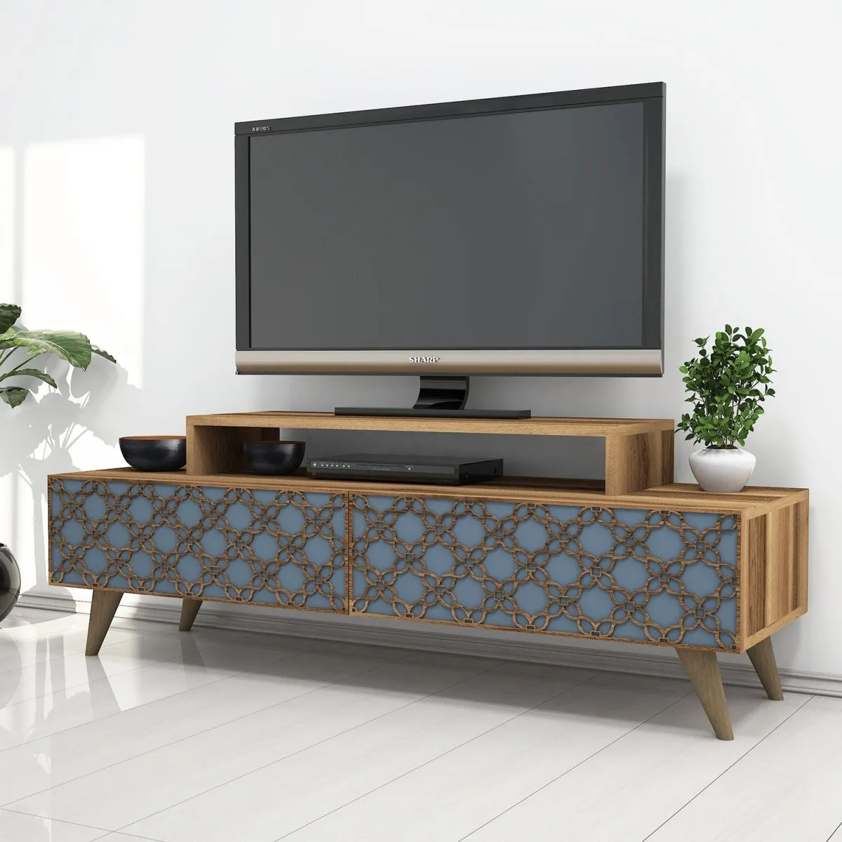 HANAH HOME TV komoda City, braon/plava