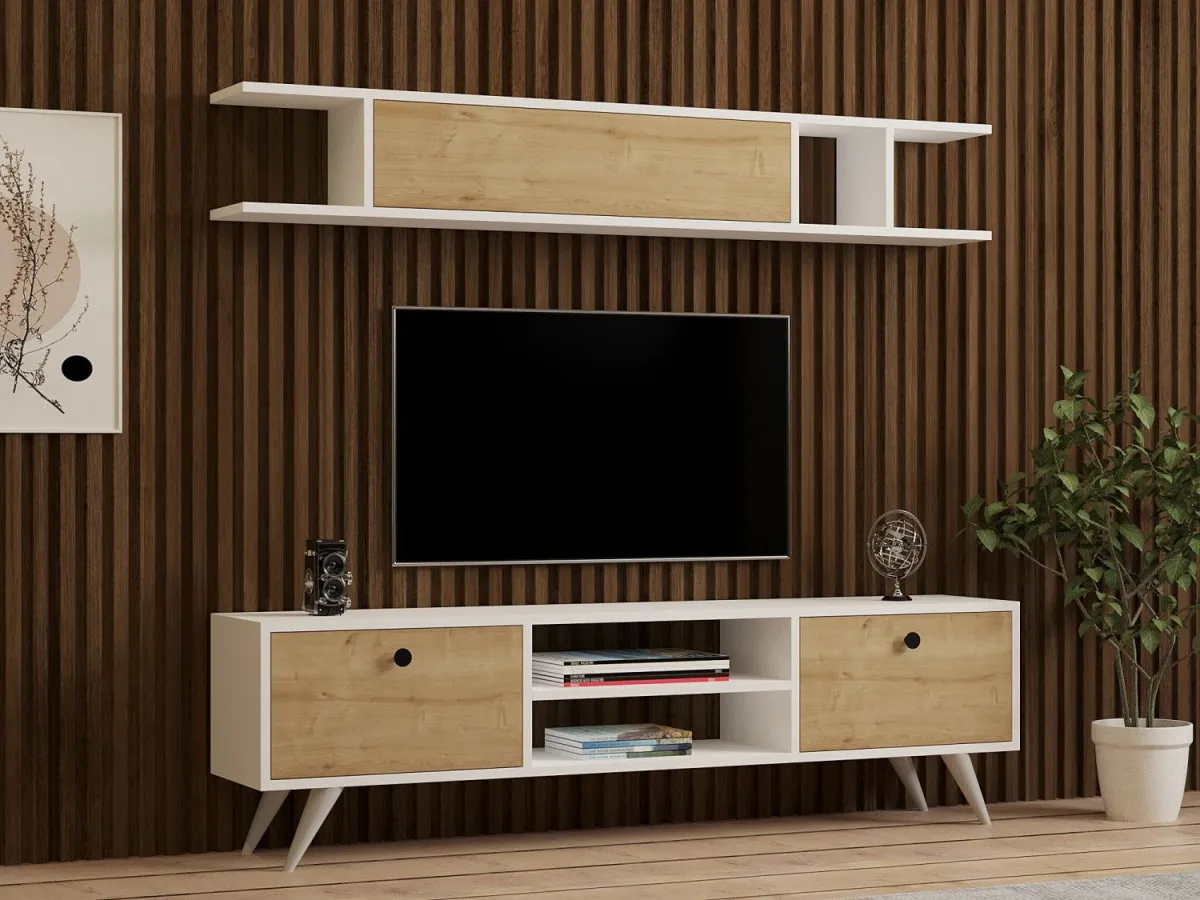 HANAH HOME TV komoda Italo, bela/krem