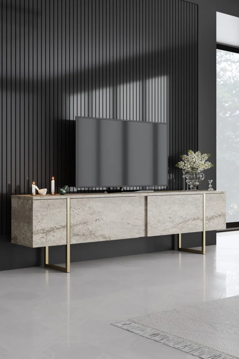 HANAH HOME TV komoda Luxe, zlatna/mermer