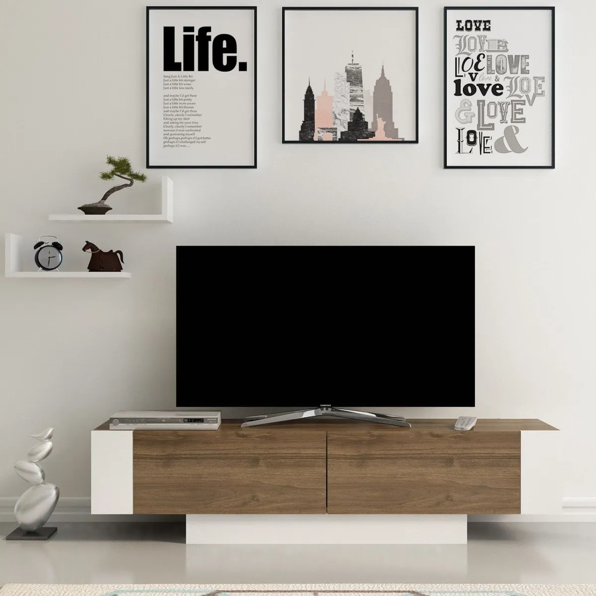 HANAH HOME TV komoda Matera, braon/bela