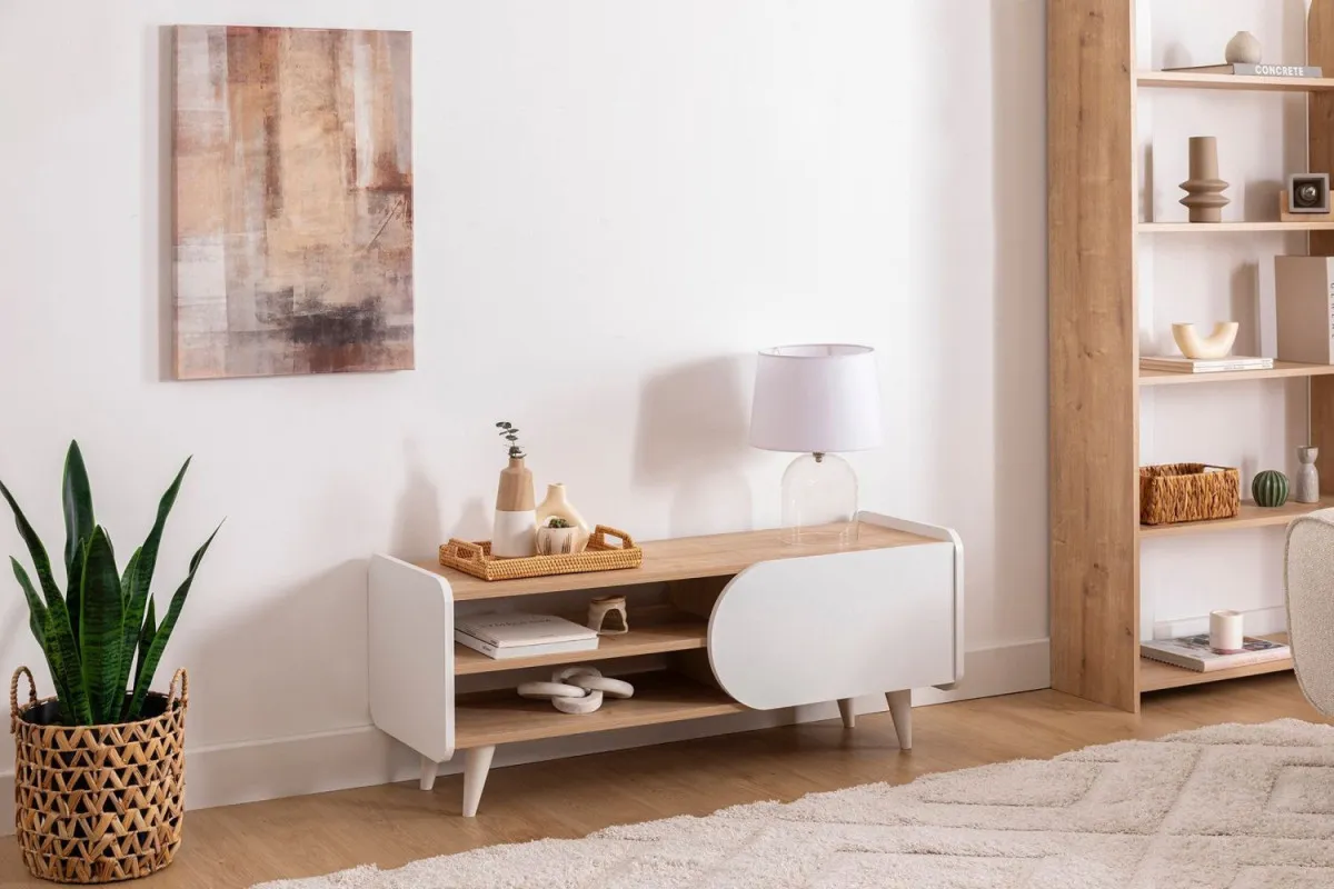 HANAH HOME TV komoda Mindy, bela/braon