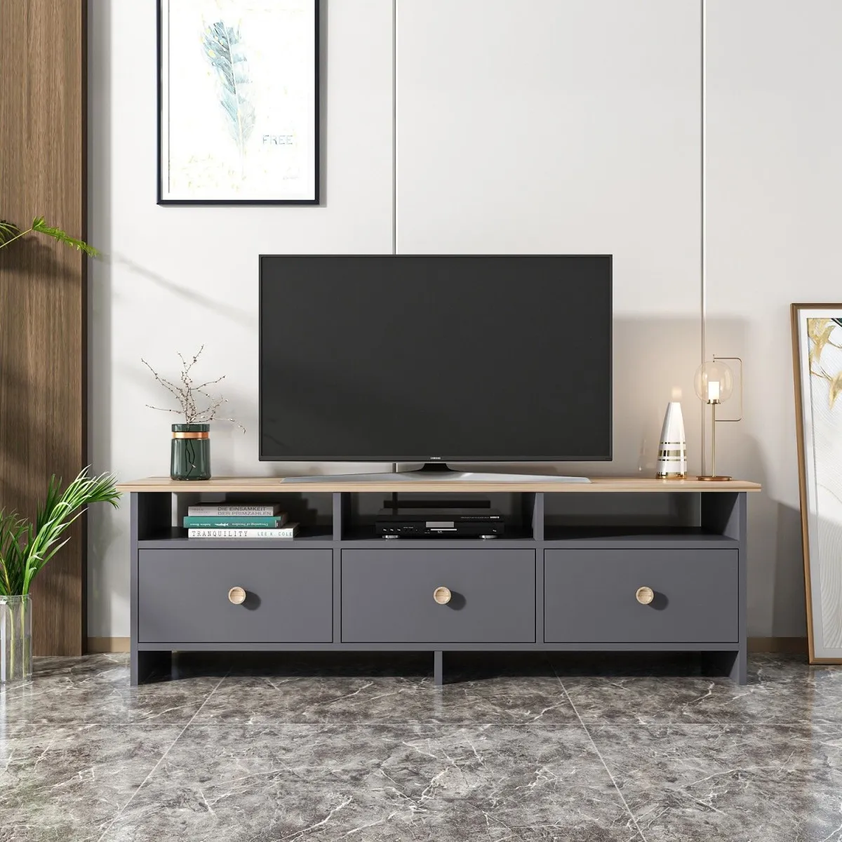 HANAH HOME TV komoda Oslo, antracit