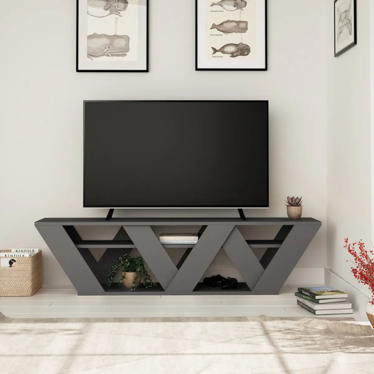 HANAH HOME TV komoda Ralla, antracit