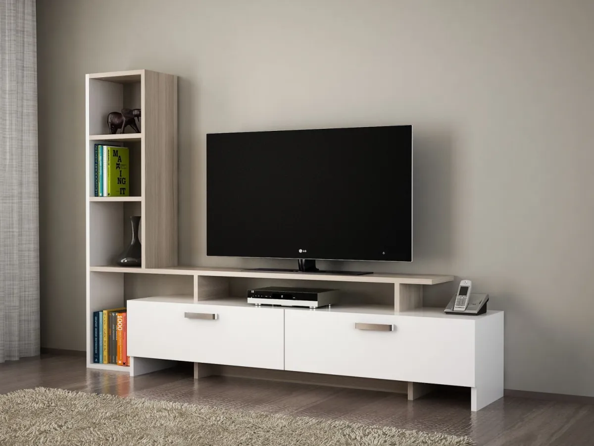 HANAH HOME TV komoda Simal, bela/bež