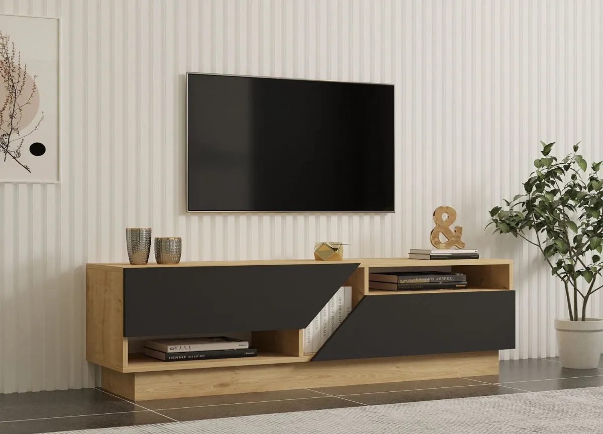 HANAH HOME TV komoda Yaprak, braon/crna