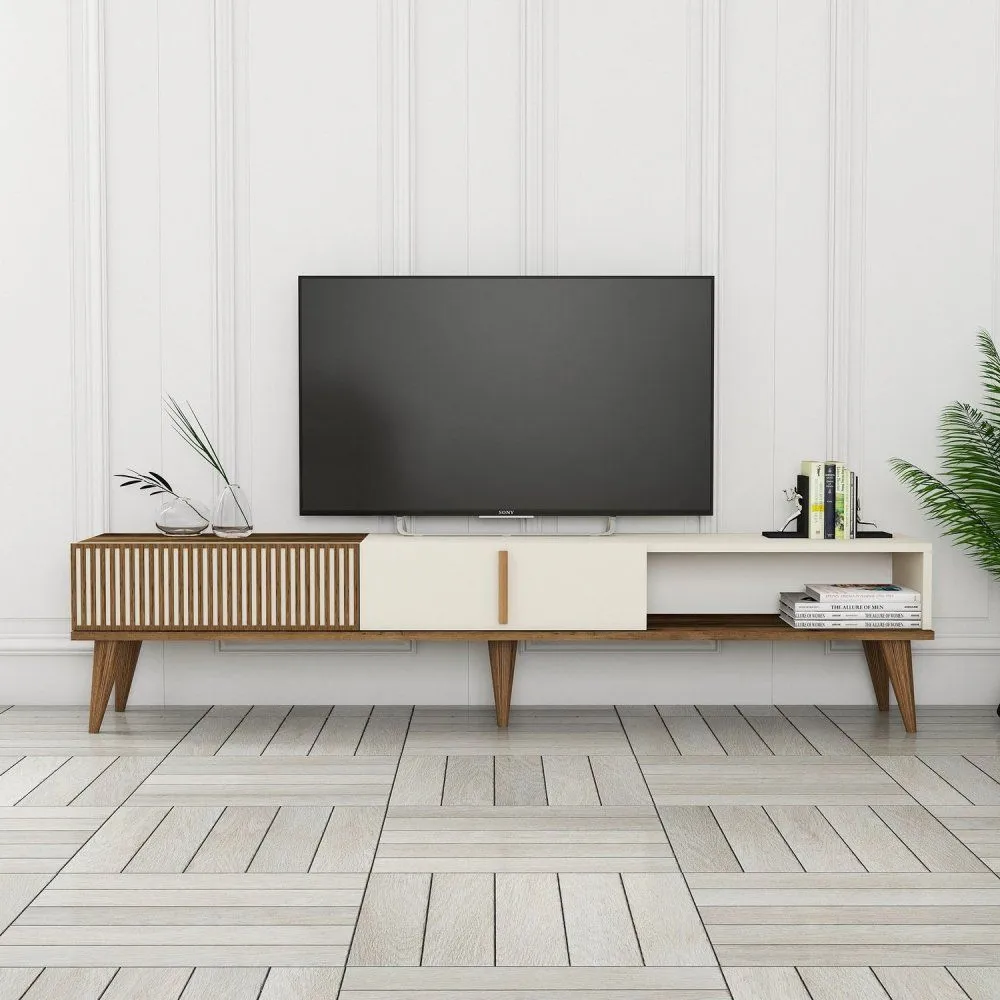 HANAH HOME TV polica Milan Alt Walnut Cream