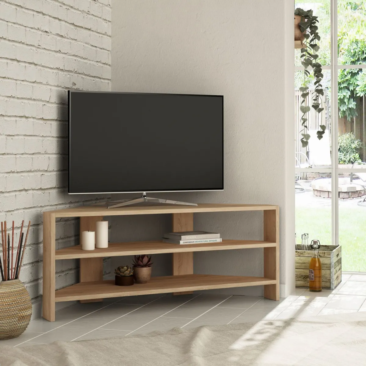 HANAH HOME Ugaona TV komoda Thales Corner, krem