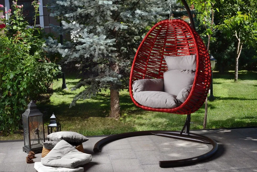 HANAH HOME Viseća ljuljaška jaje Findik, crna/crvena