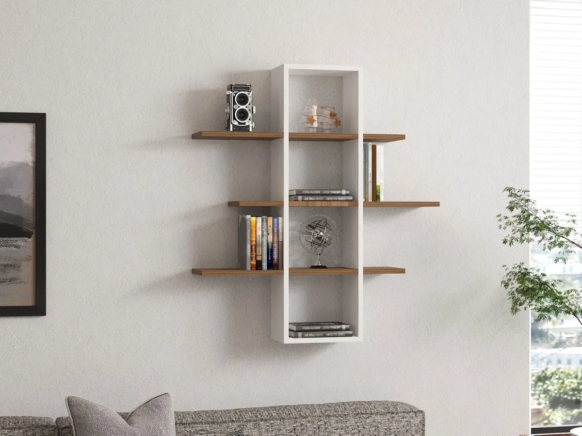 HANAH HOME Zidna polica Ardo, bela/braon