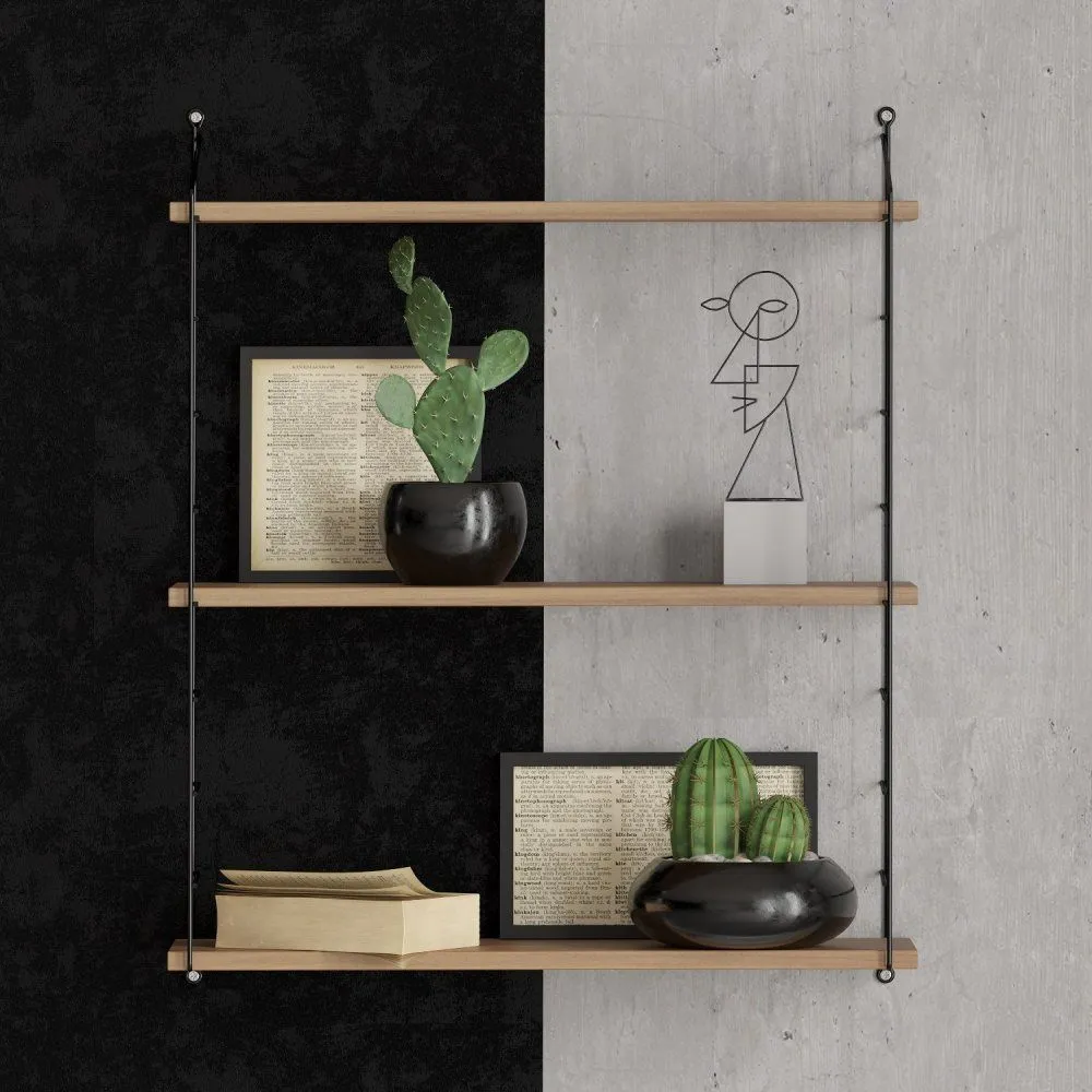 HANAH HOME Zidna polica Armoni 3'lu Walnut