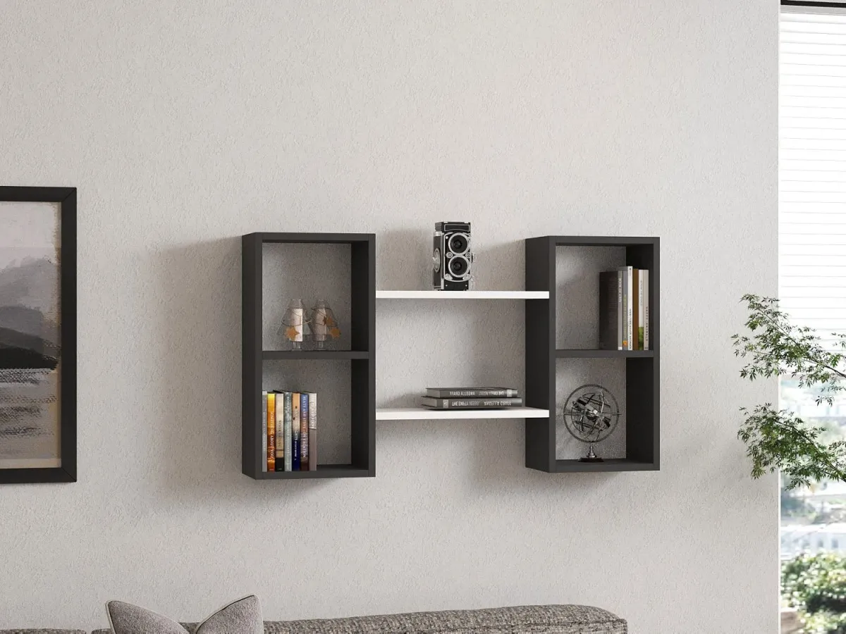 HANAH HOME Zidna polica Bambi, bela/antracit