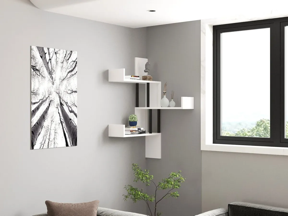 HANAH HOME Zidna polica Bombe, bela