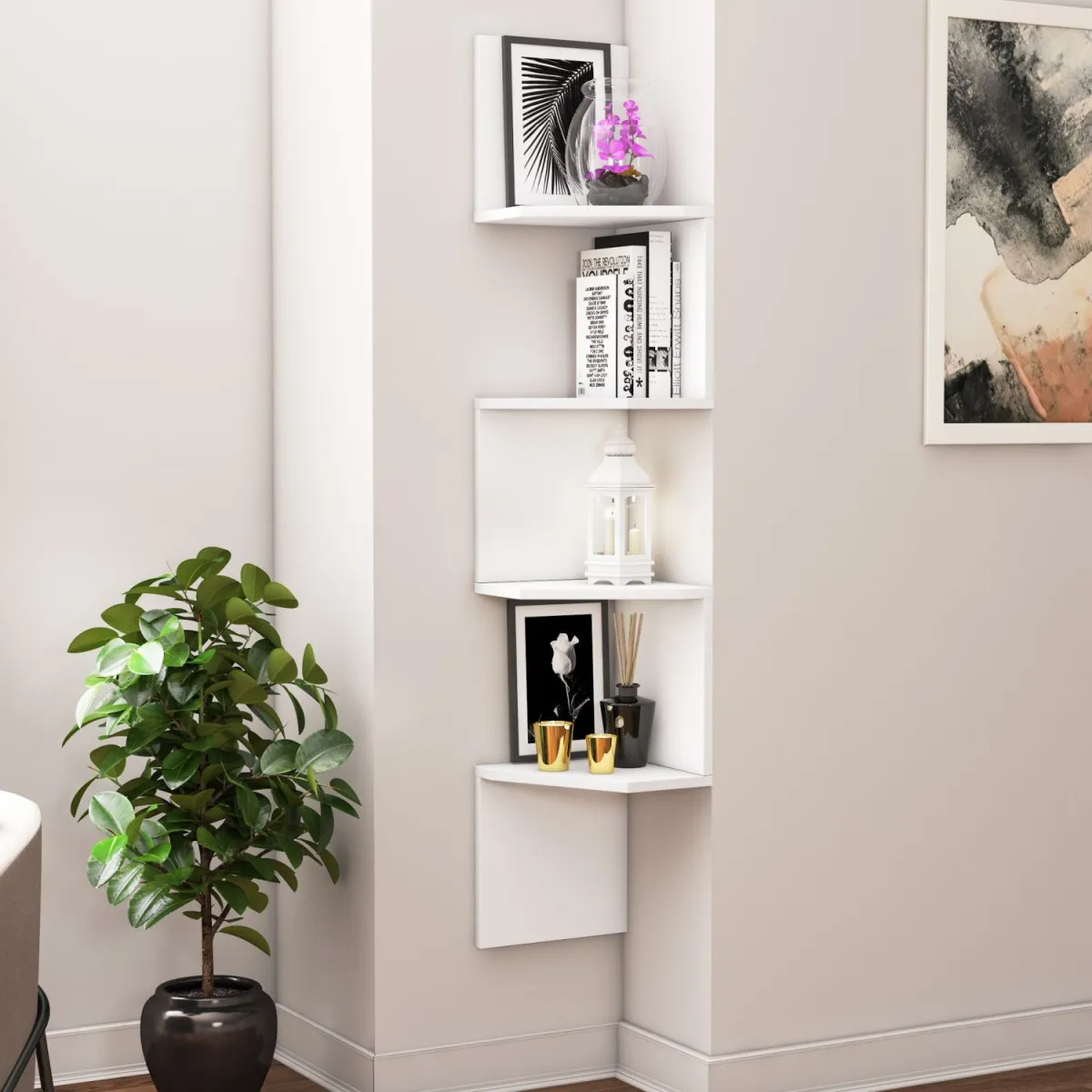 HANAH HOME Zidna polica Desaldo, bela