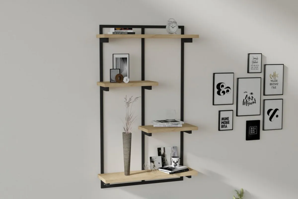 HANAH HOME Zidna polica Dodo, crna/braon
