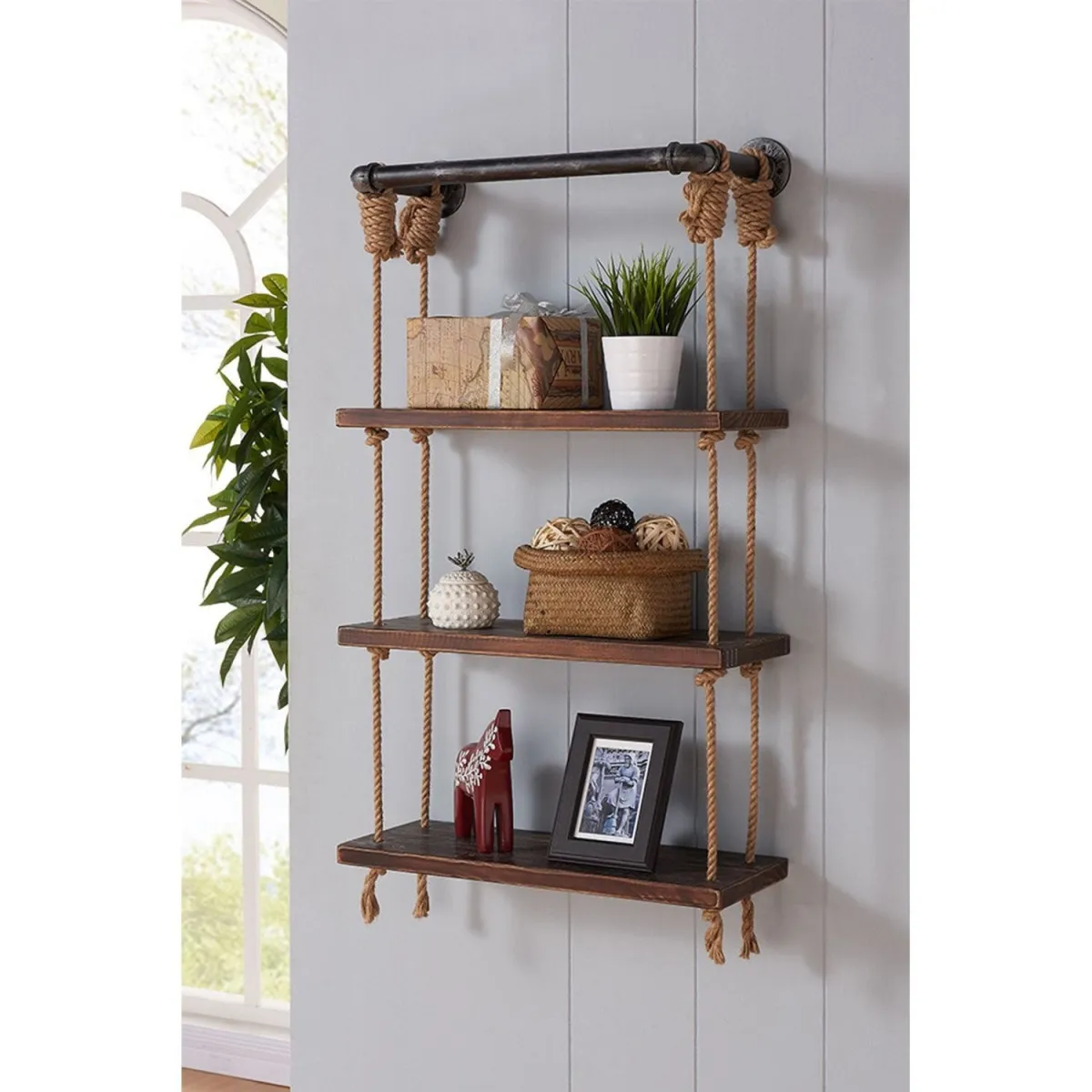 HANAH HOME Zidna polica Gar005, braon
