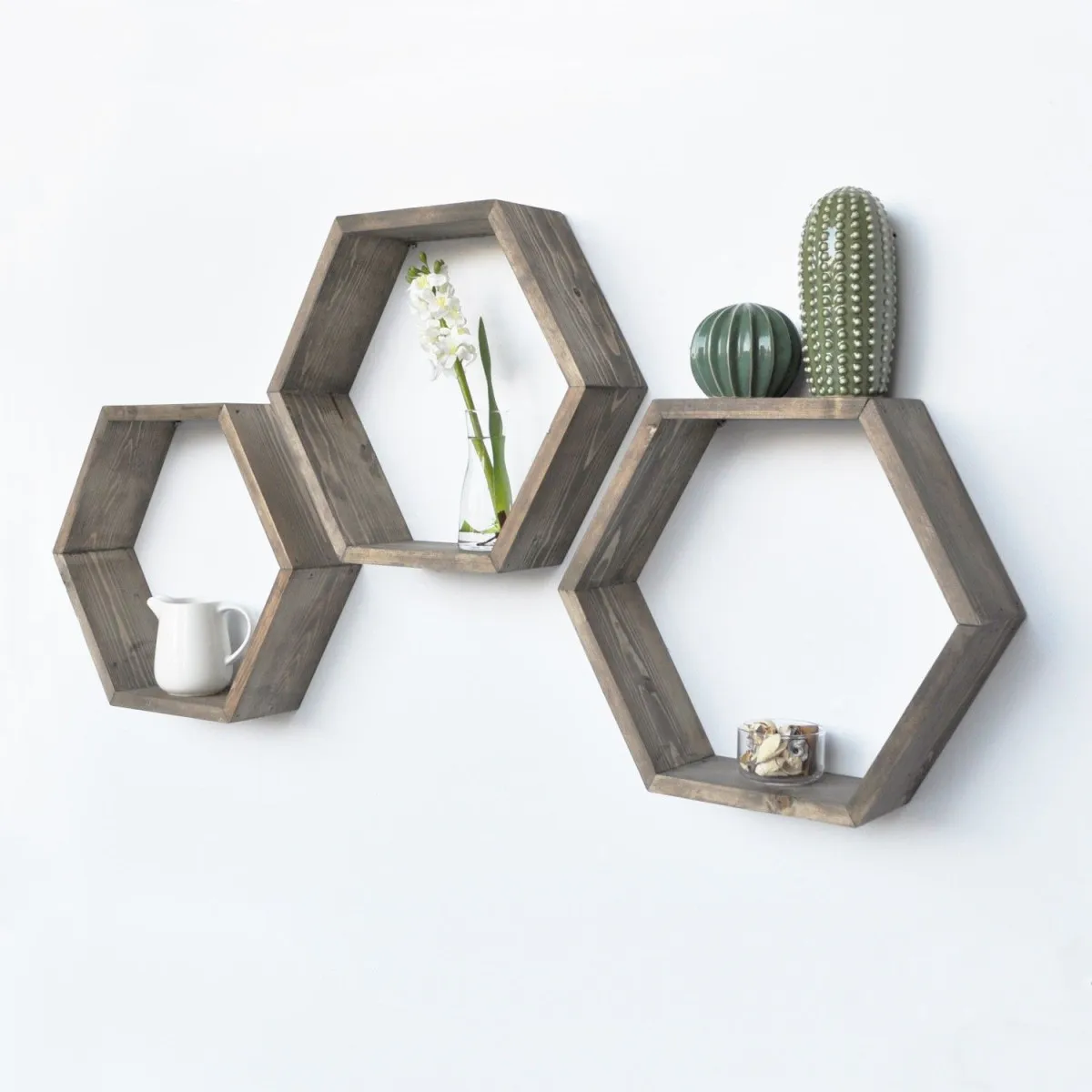 HANAH HOME Zidna polica Hex001, drvo