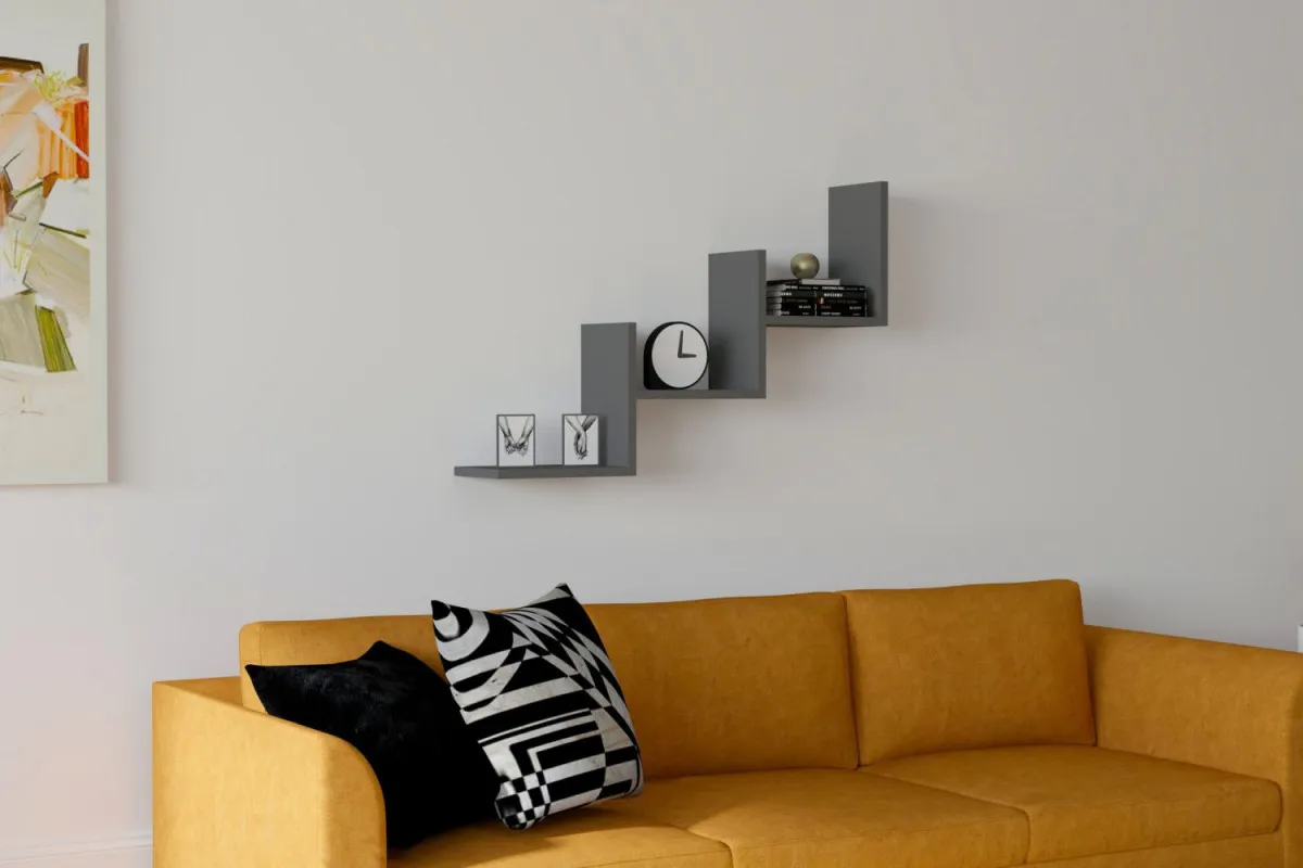 HANAH HOME Zidna polica Mist, antracit