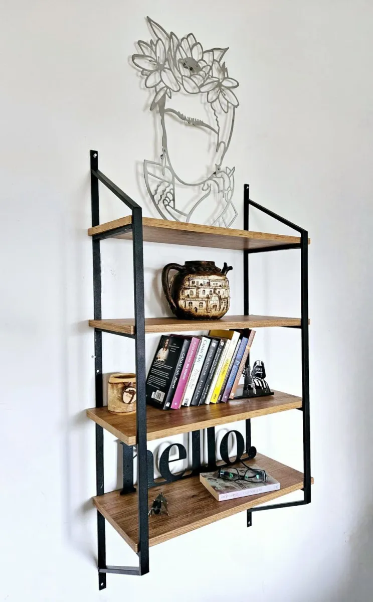 HANAH HOME Zidna polica Raffy3, braon/crna