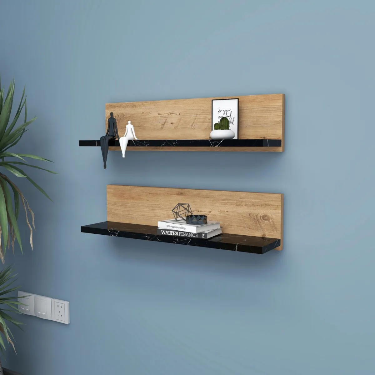 HANAH HOME Zidna polica Shelf, braon/crna