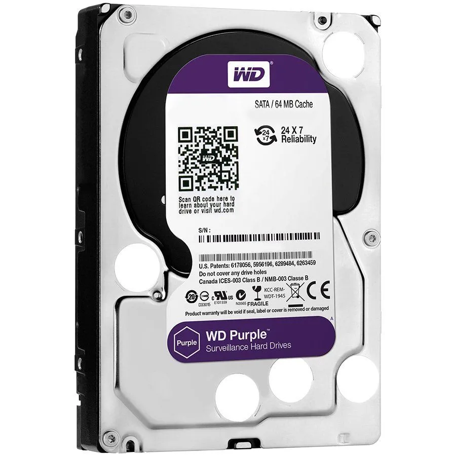 HDD AV WD Purple (3.5''/ 1TB/ 64MB/ 5400 RPM/ SATA 6 Gb/s)