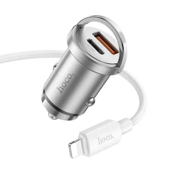 hoco. Auto punjač, brzi, sa Lightning kablom, PD45W+QC3.0 - NZ10 Handy
