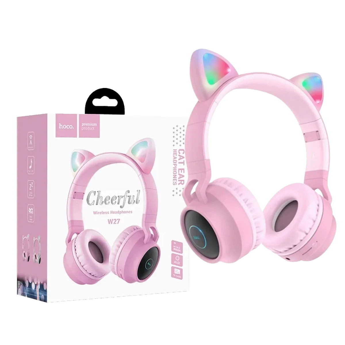 hoco. Bluetooth slušalice - W27 Cat Ear, roza