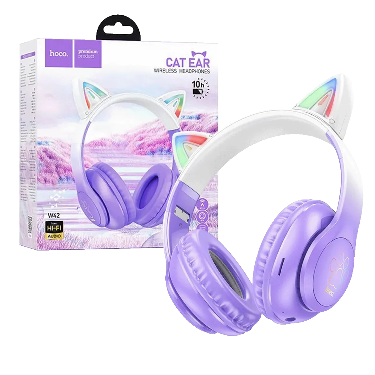 hoco. Bluetooth slušalice, W42 - Cat Ears, Purple Grape