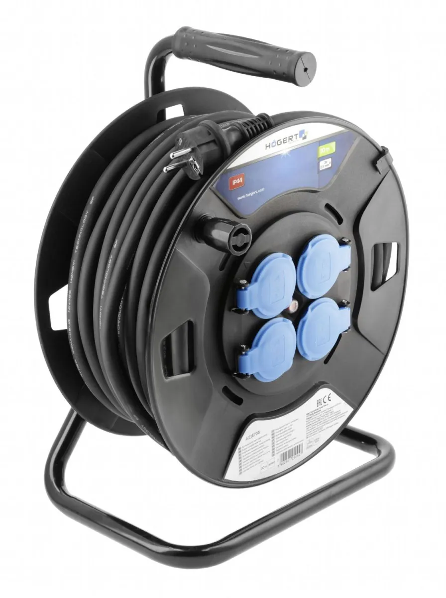 HOGERT Produžni kabel gumirani na motalici 3 x 2.5 mm2 30m
