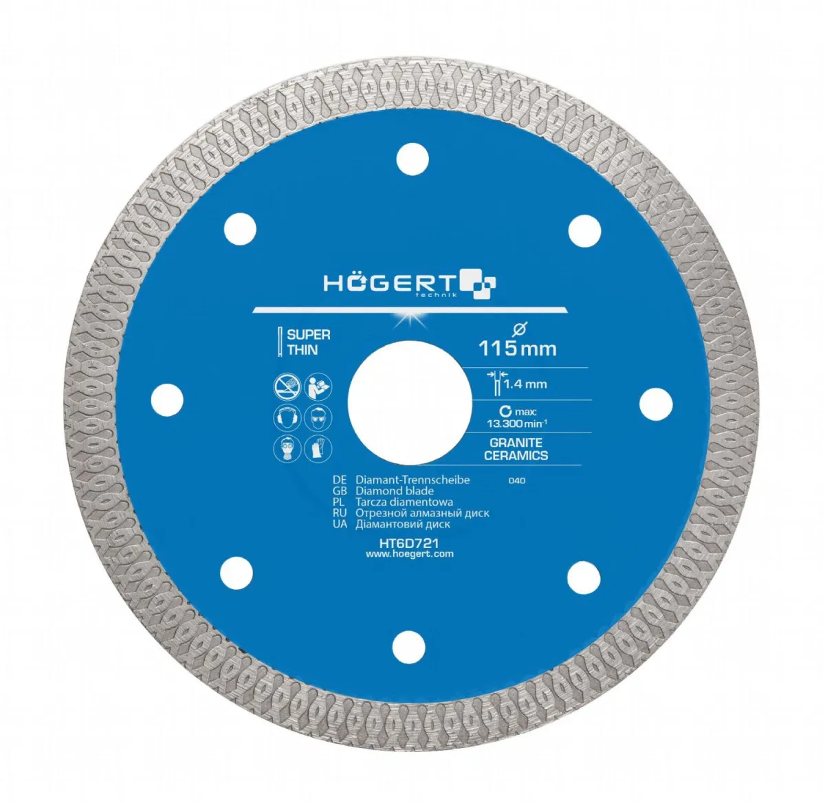 HOGERT Rezni dijamantski disk 115 mm za rezanje keramike