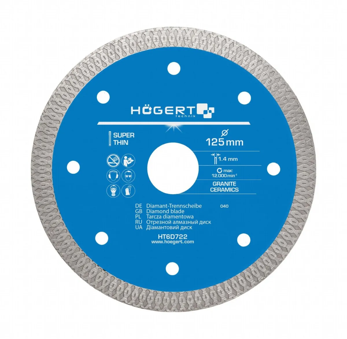 HOGERT Rezni dijamantski disk 125 mm za rezanje keramike