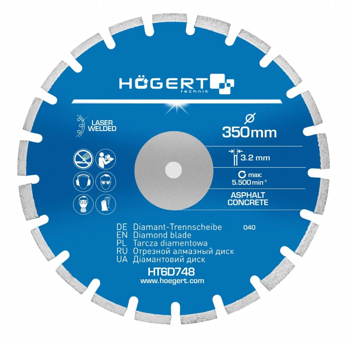 HOGERT Rezni segmentni dijamantski disk 350 mm laserski varen