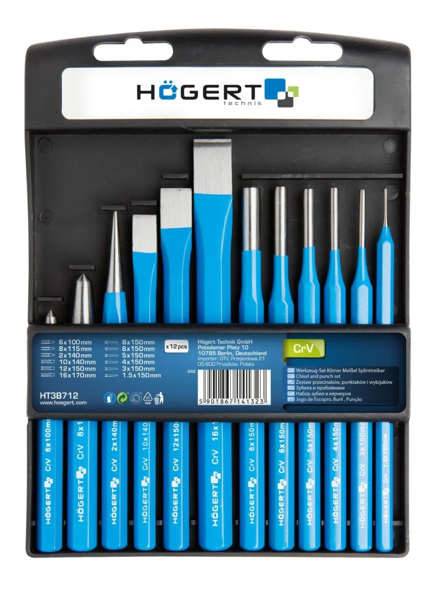 HOGERT Set dleta i izbijača 12 kom