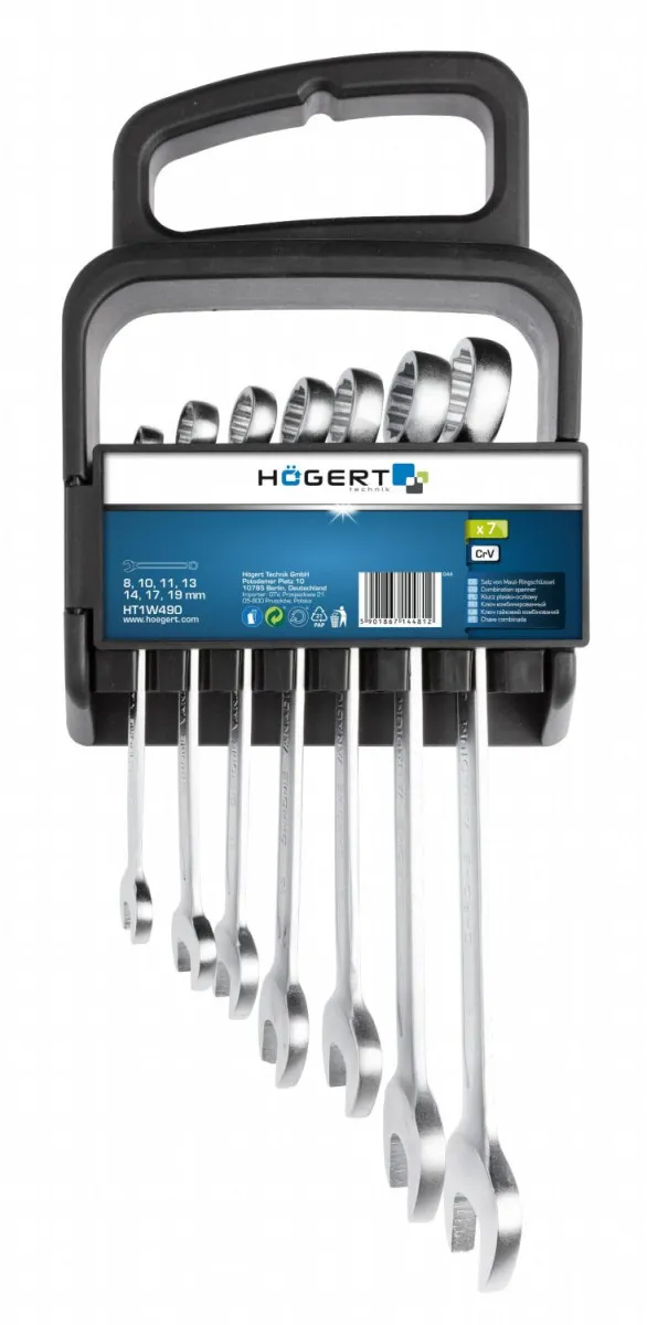 HOGERT Set viljuškasto-okastih ključeva 7 kom 8-19 mm