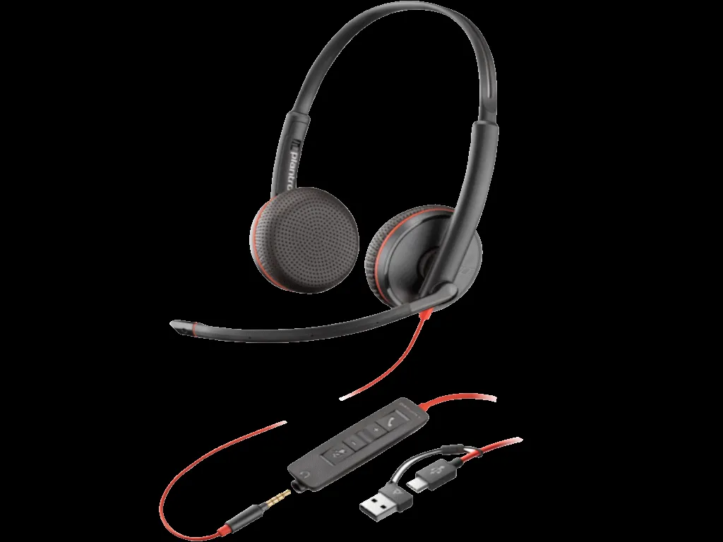 HP Slušalice Poly Blackwire 3225 Stereo USB-C Headset +3.5mm +USB-C/A adapter 8X229AA/ crna