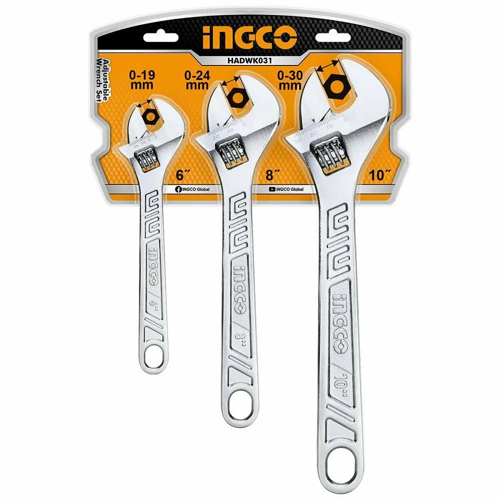 Ingco 3 delni set podesivih ključeva HADWK031