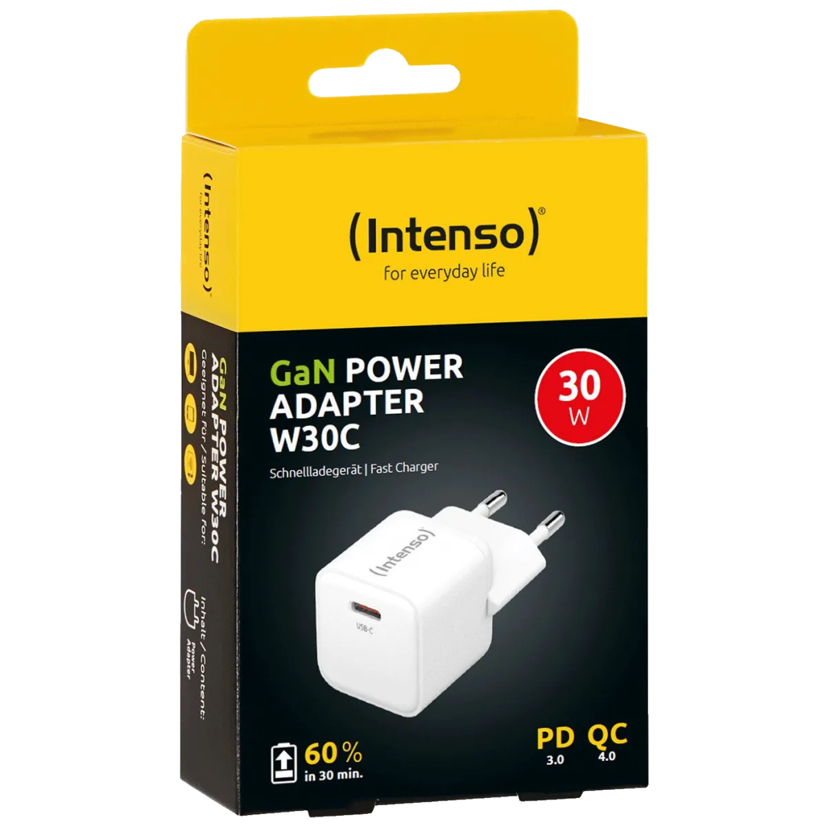 INTENSO Punjač kućni brzi W30C Gan, USB-C, 3A, 30W