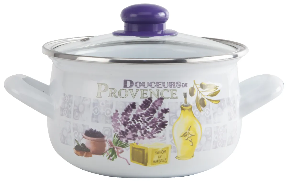 INTEROS Emajlirana šerpa sa poklopcem 24 cm lavanda - 3539