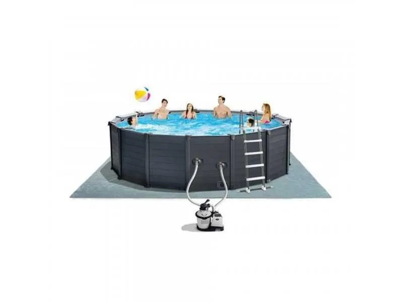 INTEX Bazen sa skimerom, pumpom, merdevinama, pvc 4.78m x 1.24m graphite gray panel pool set