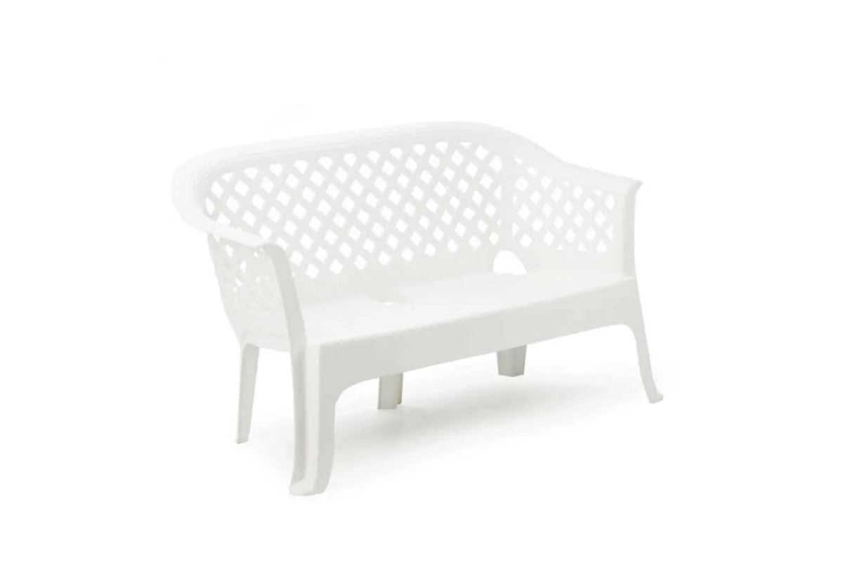 IPAE-PROGARDEN Dvosed plastični Lariana - beli 134 × 72 × 76 cm