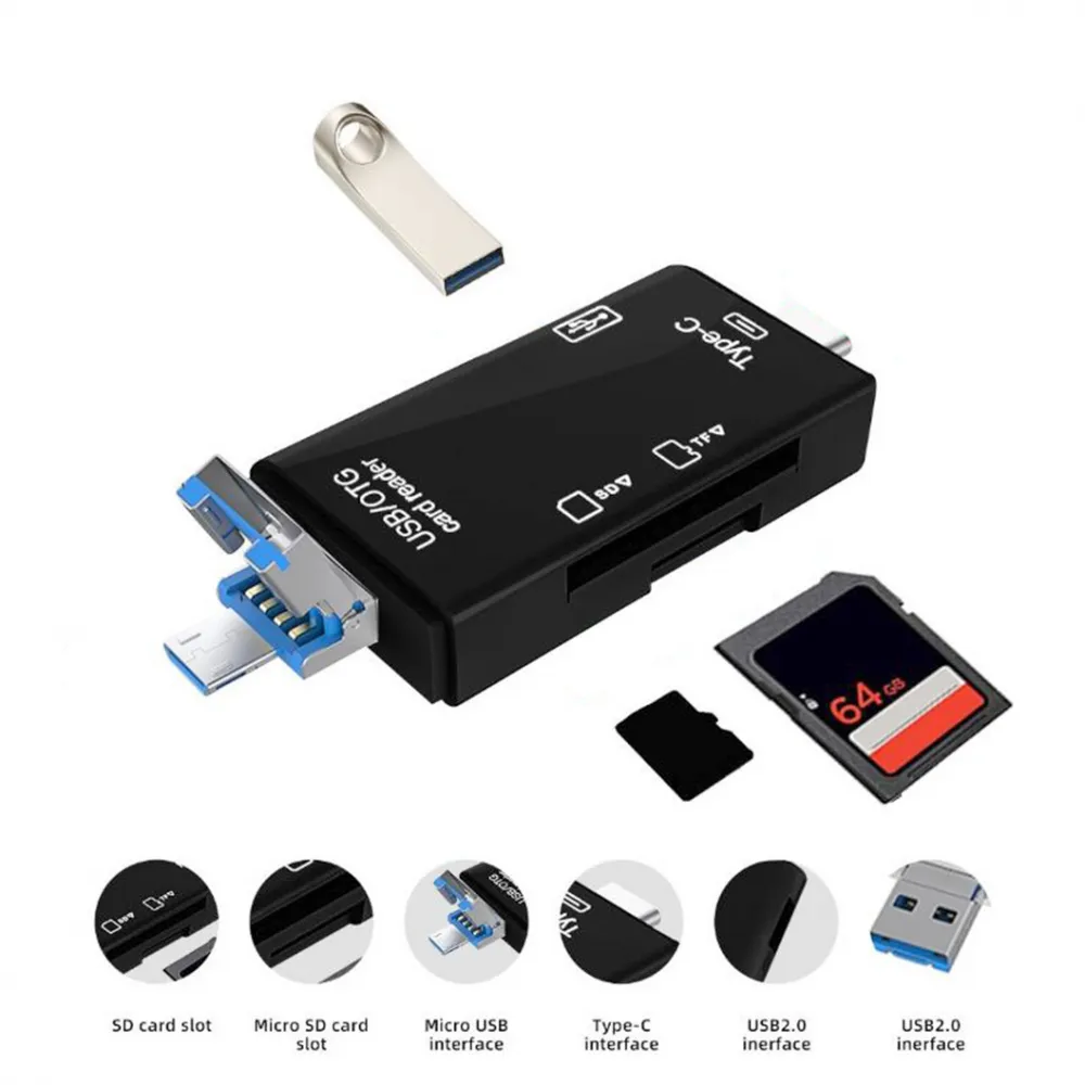 Čitač kartica USB JWD 6u1 OTG crni