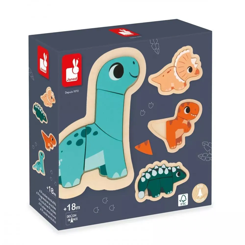 JANOD Drvene puzzle za decu Dino - 14 delova