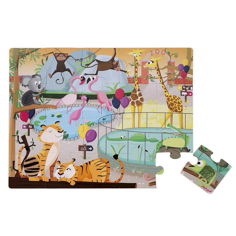 JANOD Puzzle taktilne  Dan u zoološkom vrtu - 20 delova