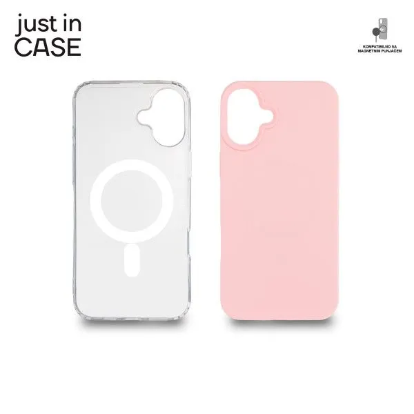 JUST IN CASE 2u1 Extra case MAG MIX PLUS paket za iPhone 16 Plus/ roza