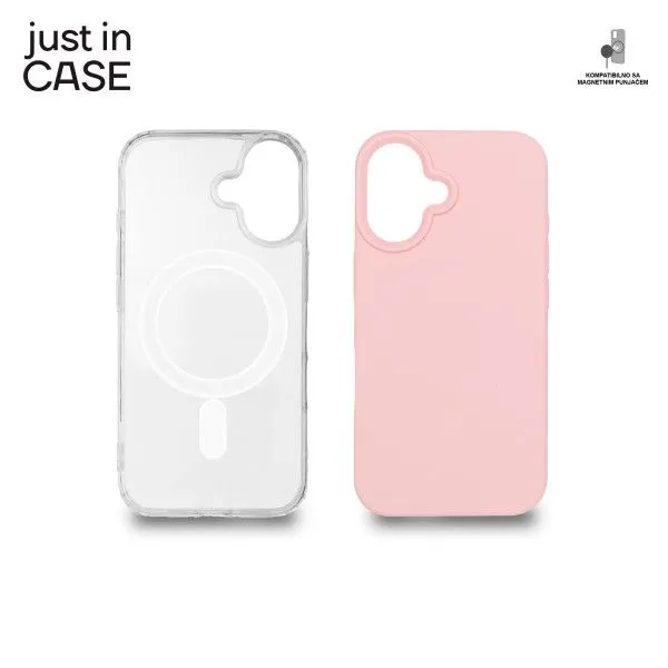 JUST IN CASE 2u1 Extra case MAG MIX PLUS paket za iPhone 16/ roza