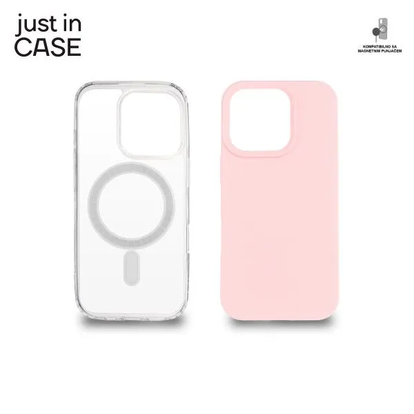 JUST IN CASE 2u1 Extra case MAG MIX PLUS paket za iPhone 16 Pro/ roza